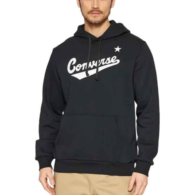 Converse Толстовки Мужские Черные С Капюшоном Умеренная Обычная 10019004-A01