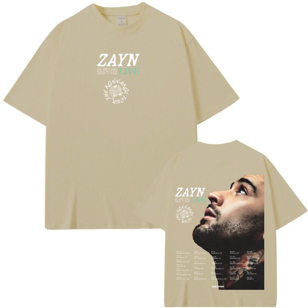 Футболка Zayn Malik Певец THE KONNAKOL TOUR Футболка с коротким рукавом Женская/мужская 100% Хлопок Готическая Повседневная Футболка