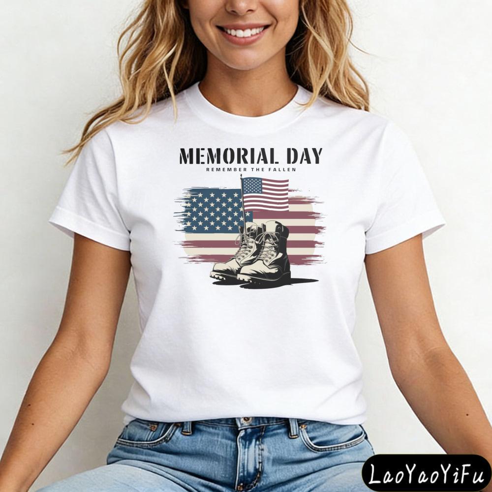 Memorial Day Shirt Land of The Brave Shirt Patriotic American Flag Clothes Heart Memorial Day Tops American Flag Shirt