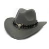 2023 Retro Wool Women Men Hollow Western Cowboy Hat Roll-up Wide Brim Cowgirl Jazz Sombrero CapTassel Tauren Ribbon