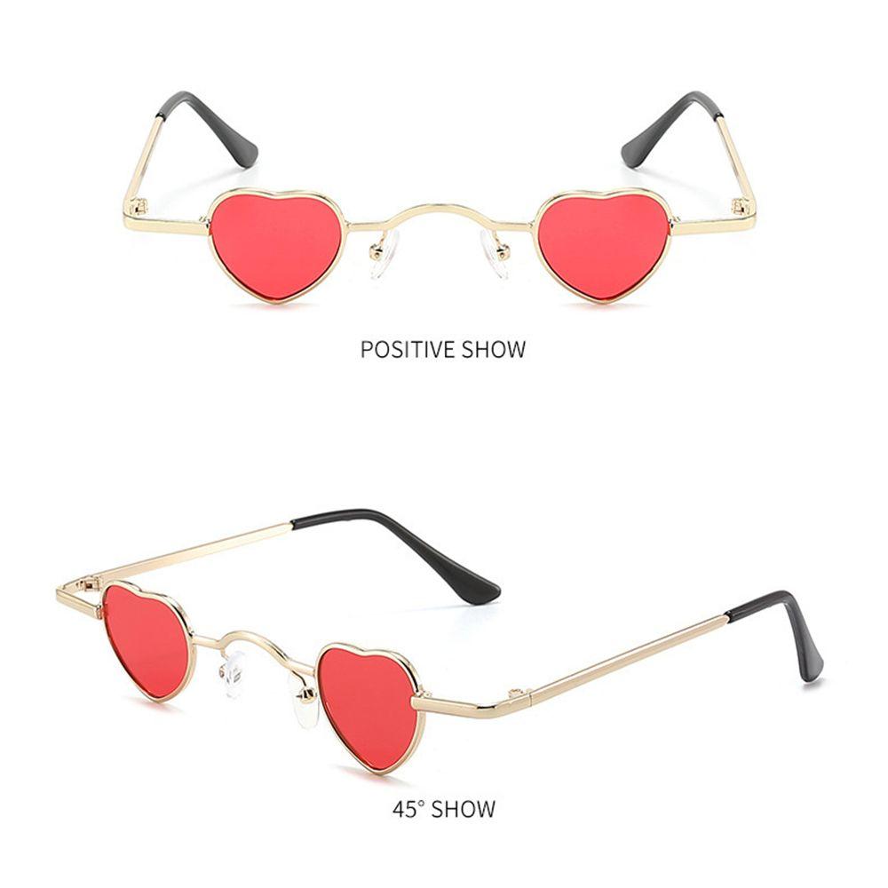 Retro Candy Color Metal Frame Punk Heart-Shaped Sunglasses Ultra-Small Sun Glasses Shades