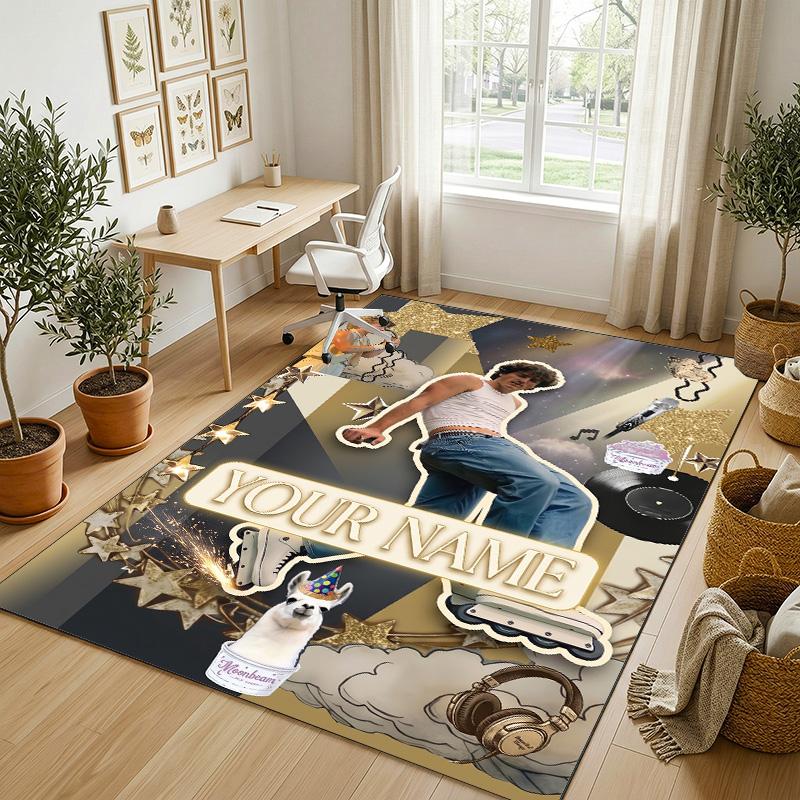 Personalized Crystal Velvet Carpet,Benson Boone Custom Printed Name, Plush Area Rug For Home Indoor Decor