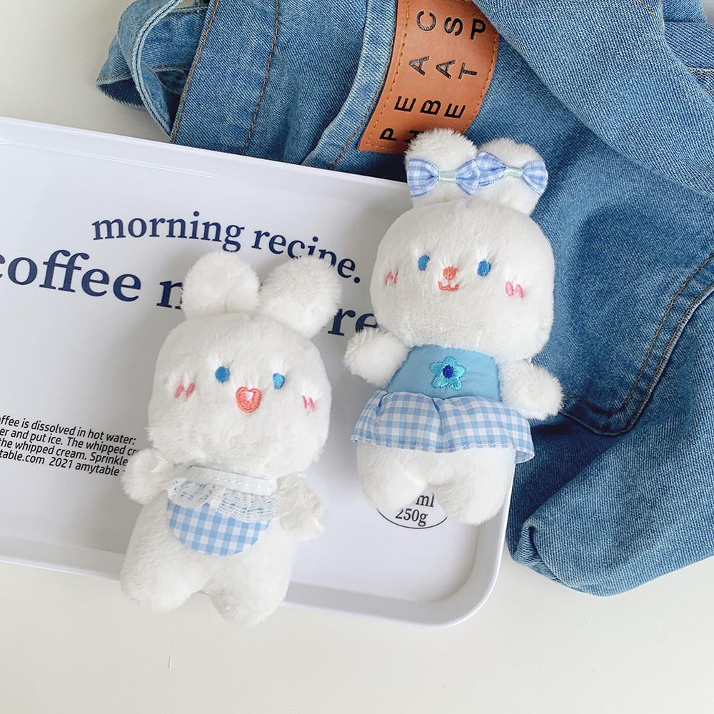 Adorable Blueberry Bunny Plush Toy With Lace Apron Soft Stuffed Animal Doll