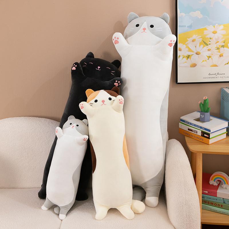 Fluffy Cat Stuffed Toy With Cartoon Animal Shape For Bedroom Decor And Sleep