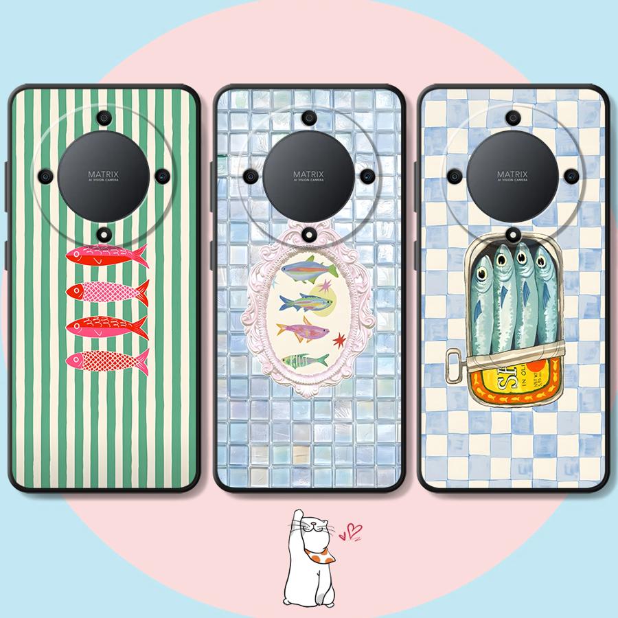 Чехол для телефона Funda для Honor X6 200 400 Lite 70 90 X8 Magic5Lite X5b X9a X7 8X Мультяшная Креативная Рыба