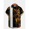 Men's Casual Shirt 3D Music Note Printed Hawaiian Men's Short Sleeve Lining