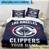 3pcs Custom Name LA Clippers Basketball Art Bedding Set Includes 1 Duvet Cover & 2 Pillowcases for All Seasons Dormitory Home Decor Christmas gifts