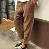 Fashion Men's Elastic Waist Corduroy Casual Straight-leg Cropped Trousers Pants