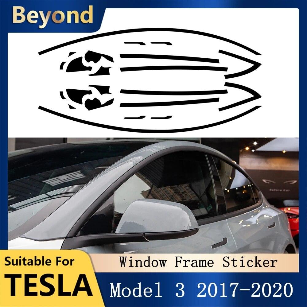 Наклейка на оконную раму автомобиля для Tesla Model 3, аксессуары для внешней отделки, дверная ручка из ПВХ, черная защитная накладка, полоски 2017-