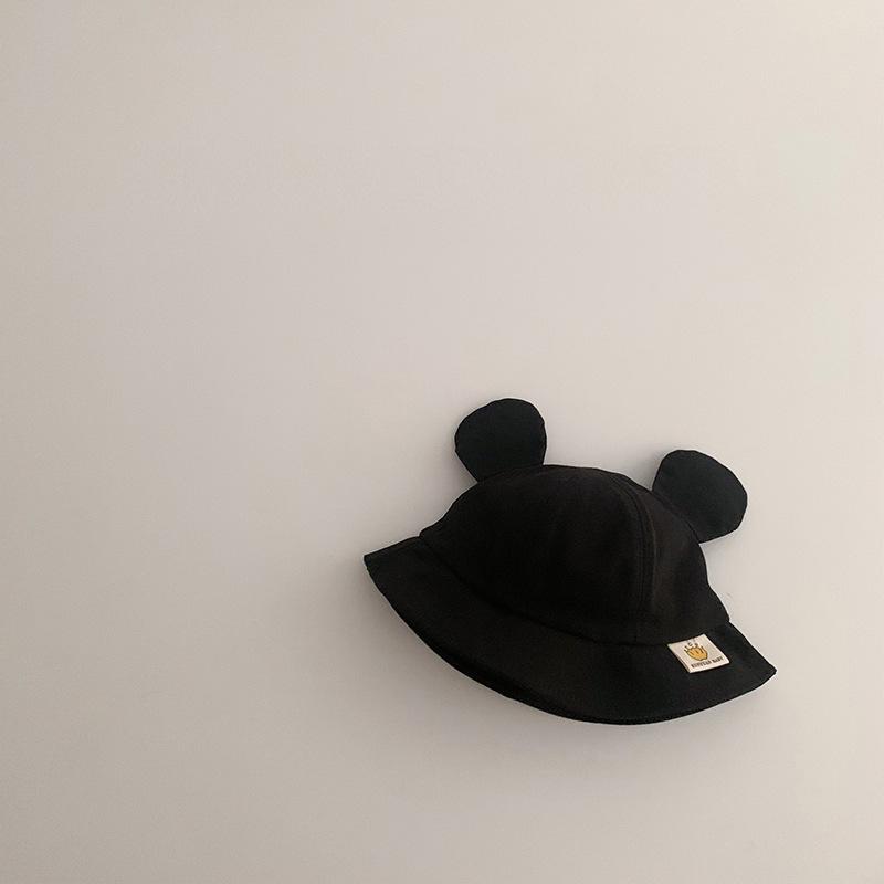 Милая детская панама с ушками медведя, летняя детская хлопковая шапка-рыболов для малышей, повседневная однотонная шапка для малышей и девочек