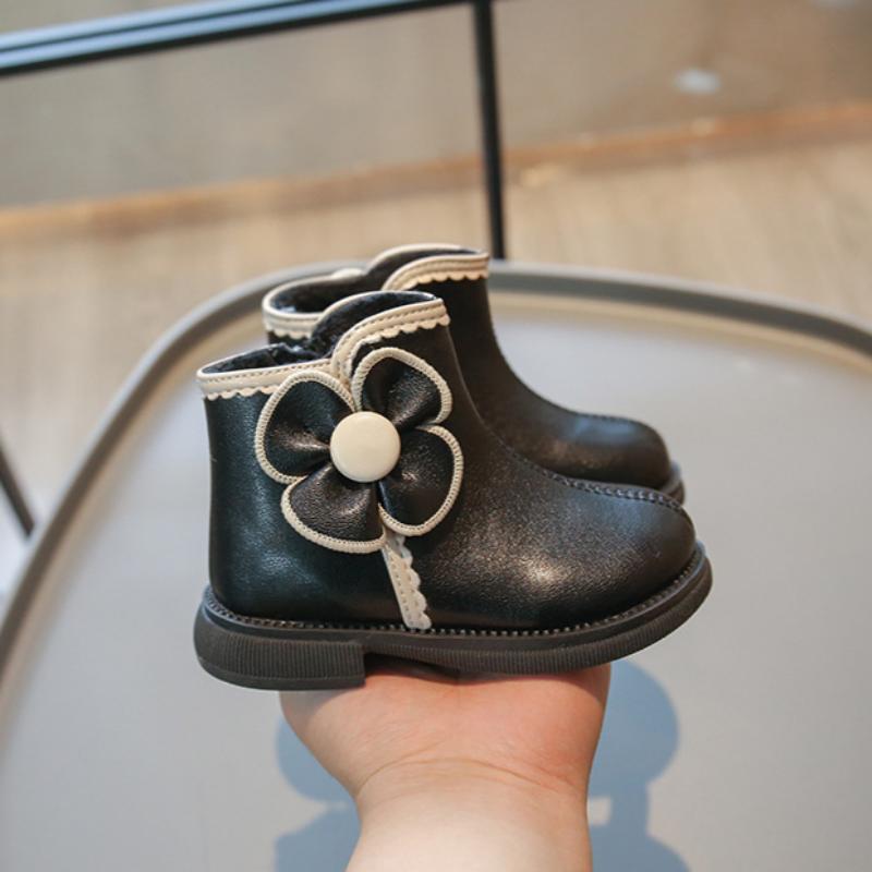 Девичьи бархатные хлопковые ботинки Осень и Зима Детские теплые короткие ботинки Девичьи ботинки