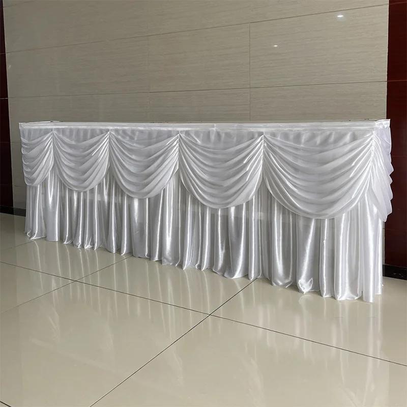 3M Wedding Backdrop Curtain Swag Tassel Ice Silk Swag Drape Curtain Valance Stage Table Skirts Party Banquet Backdrop Decor