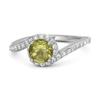 Peridot Halo Twist Pavé Band Ring - Sterling Silver