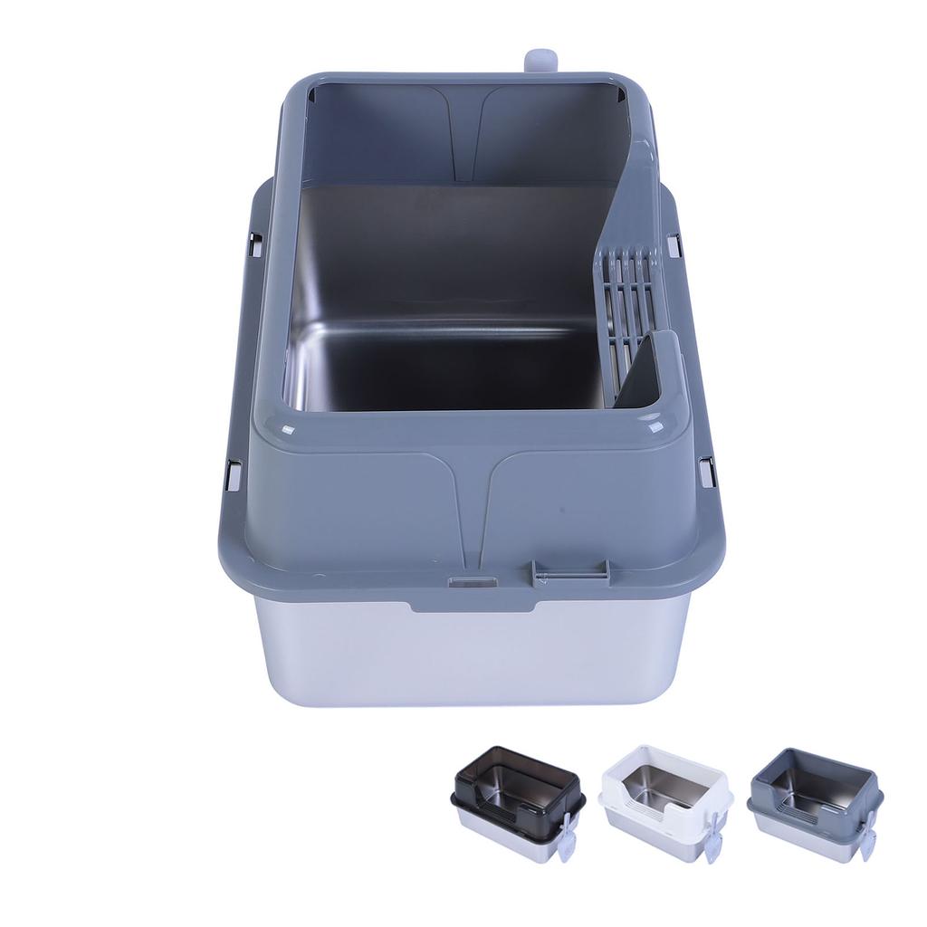 Металлический лоток для кошачьего туалета из нержавеющей стали 20 л, легко моется, не разбрызгивается, высокий бортик, большой лоток для кошачьего туалета