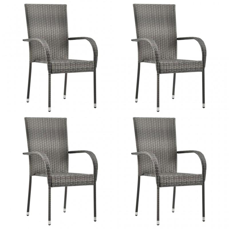 Day and Night - Day and Night Stackable Garden Chairs 4 Units Gray Synthetic Rattan