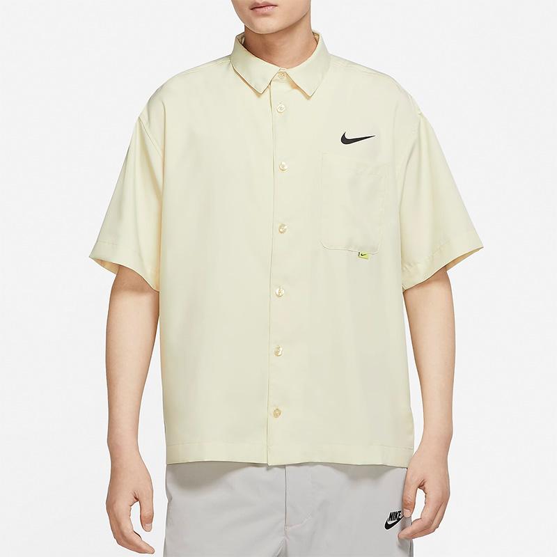 Nike Спортивная одежда с логотипом, однобортная однобортная рубашка с коротким рукавом, мужские топы Fossil-Gray DX6308-244