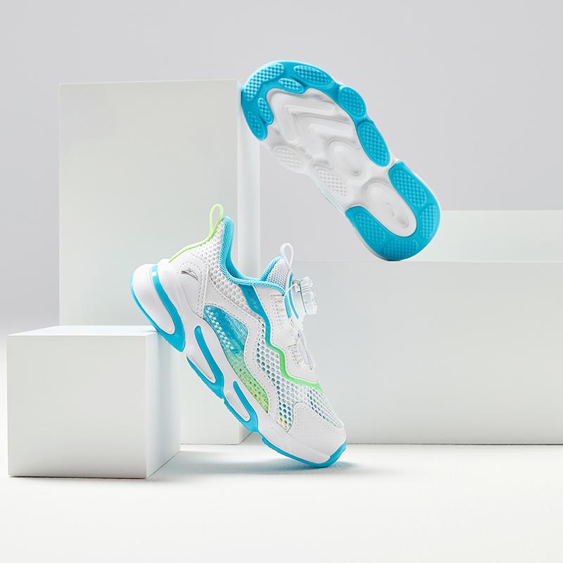 Anta Детские модные универсальные легкие амортизирующие дышащие низкие кроссовки для бега детские кроссовки белые зеленые A12439974-3