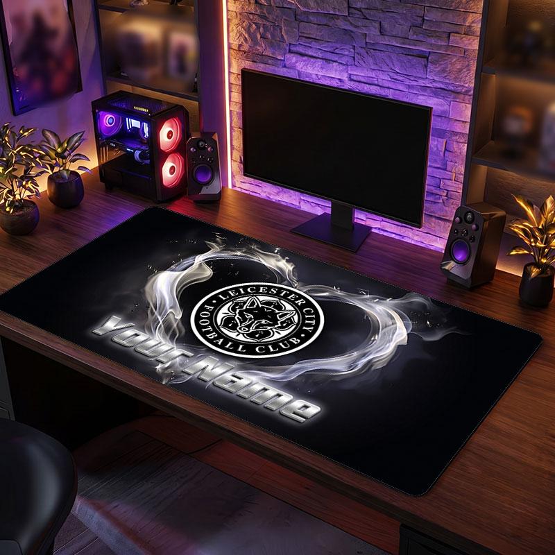 Leicester City Custom Large Mouse Pad, Personalized Name Text Print, Football Logo Non‑Slip Desk Mat Gaming Gift