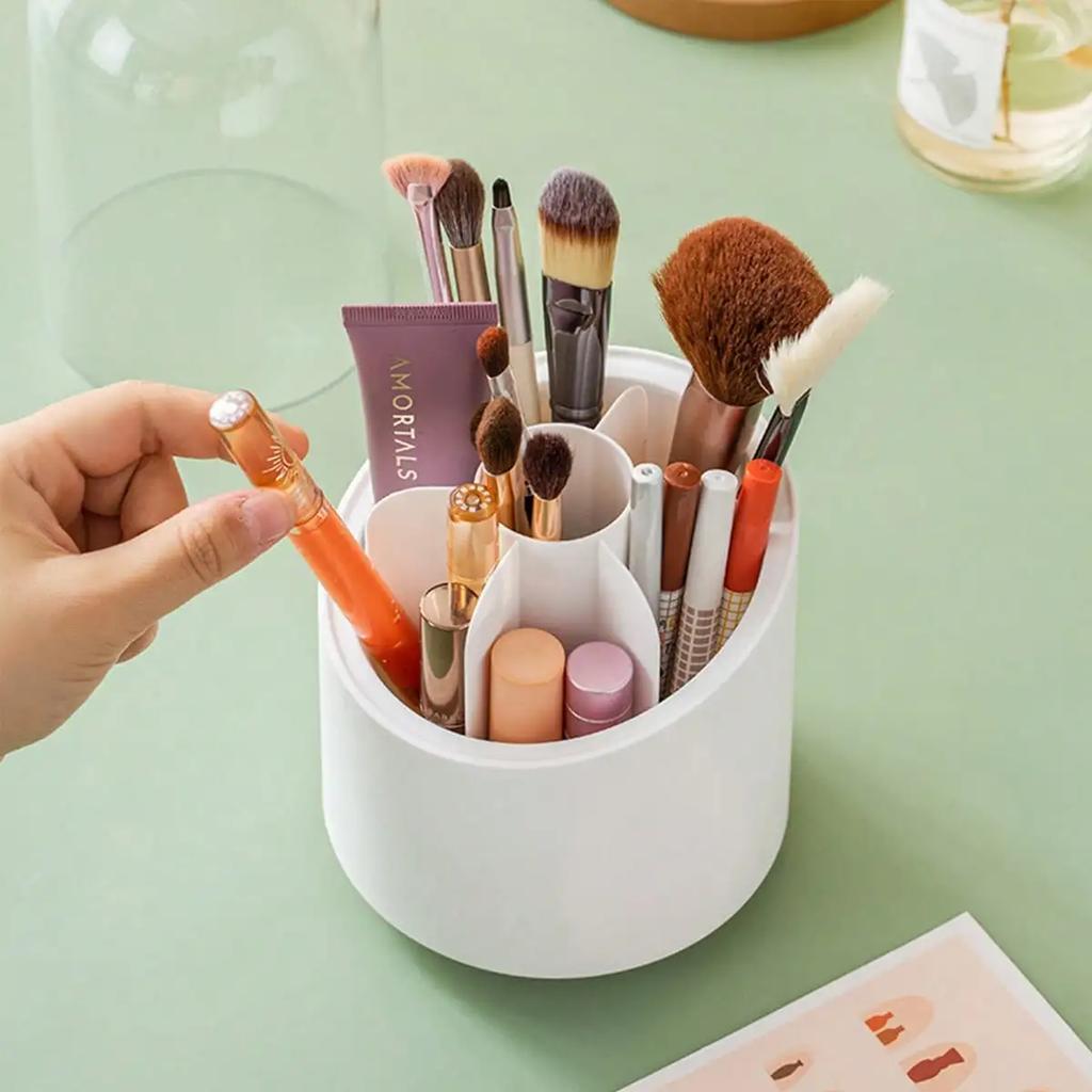 Rotating Makeup Brush Storage Box Portable Multi function Dust Proof Desktop Organizer Lipstick Shadow Cosmetic Holder