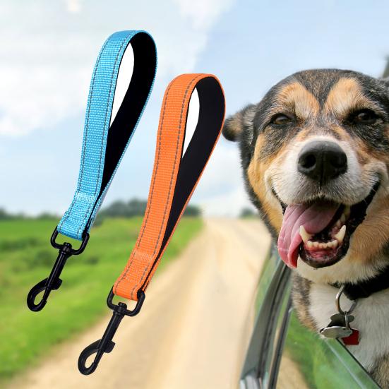 12-дюймовый короткий поводок для собак, прочные дорожные поводки с карабином, светоотражающий нейлоновый поводок для собак с мягкой ручкой для больших и средних собак