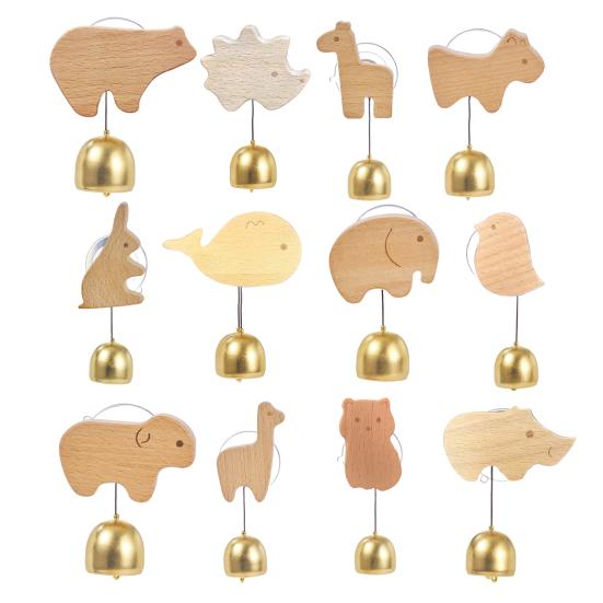 Деревянный дверной колокольчик Yousheng в форме животного, подвесной металлический колокольчик с присоской для входной двери дома, стены входа