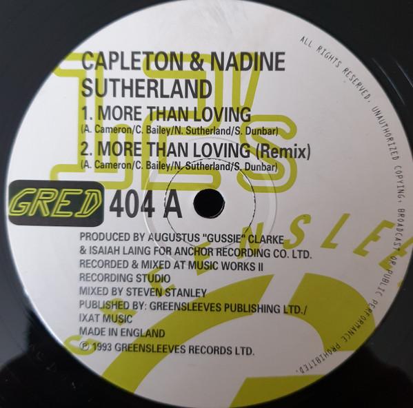 12inch Record CAPLETON & NADINE SUTHERLAND - More Than Loving GRED404 Greensleeves Re 1993 UK Reggae, Ska & Dub Used