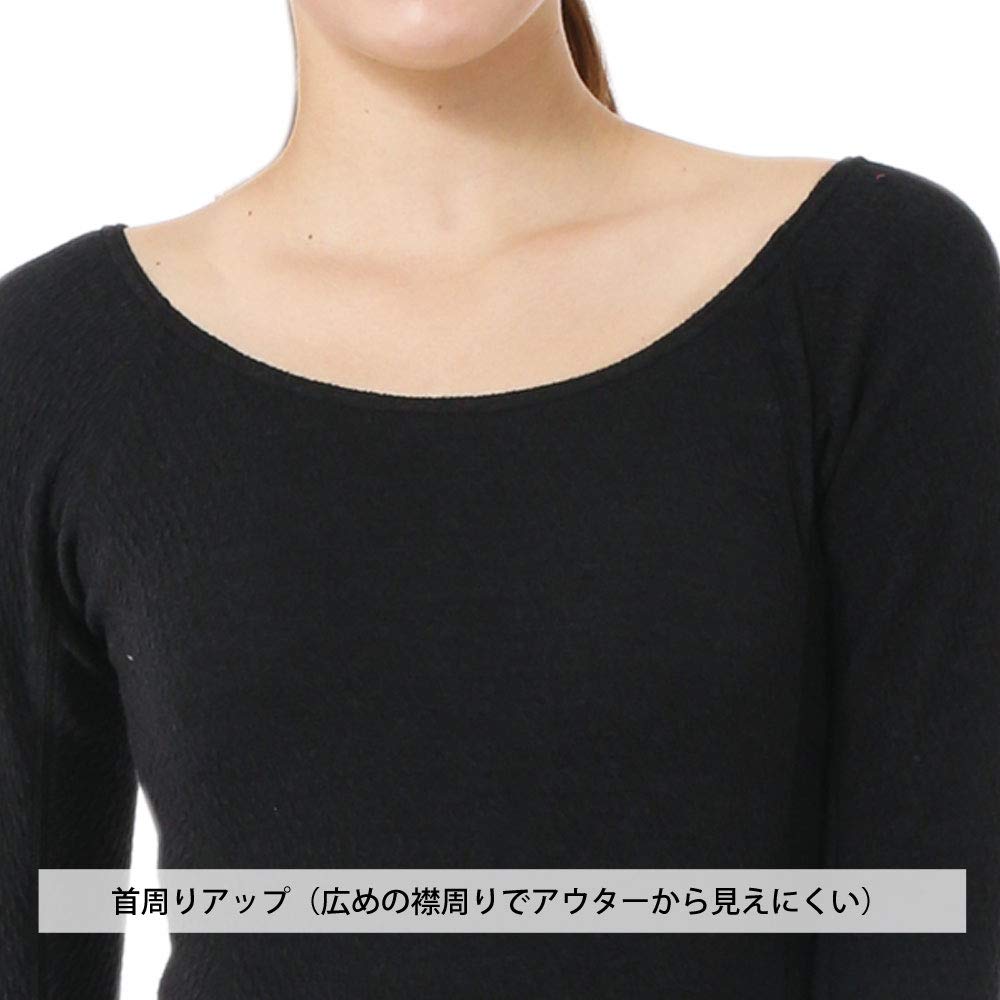 Hidamari McKinley Long Sleeve Warm Size Black Women's Innerwear, Underwear, Triple-Layer Construction, L, [MCN822-BK]