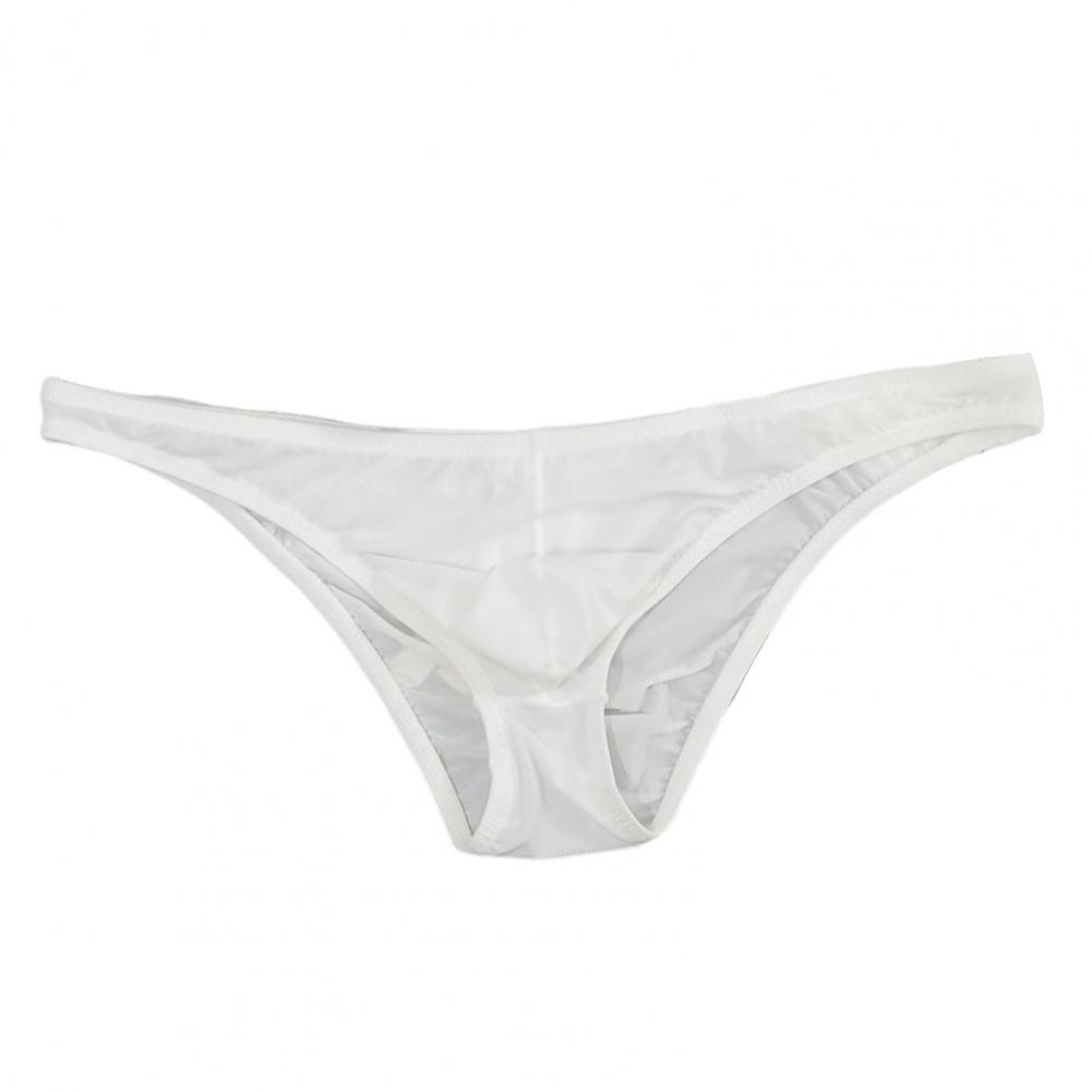 Men Briefs Ice Silk Ultra-Thin Low-Waist Underwear U-Convex Solid Color Elastic Breathable Panties Daily Wear