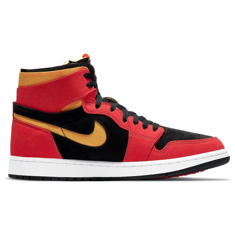 Air Jordan 1 High Zoom Comfort Чили Красные мужские кроссовки Черно-белые Университетское золото CT0978-006