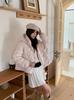 Yu Yan, autumn and winter new rhombus grid thin down jacket women's short loose goose down jacket hooded outside
