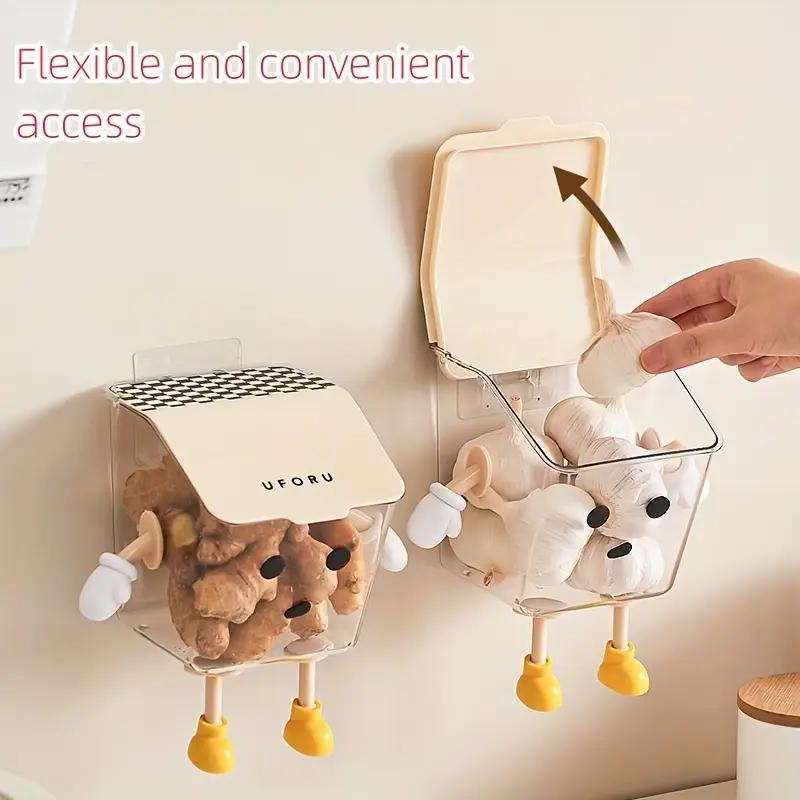 Корзина для хранения на кухне Прозрачная коробка для хранения овощей и фруктов Органайзер для специй Настенный контейнер для еды с имбирем и чесноком Кухонные гаджеты