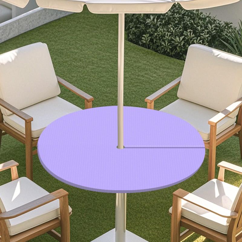 Outdoor Round Table Cover With Umbrella Hole Elastic Edge Waterproof Dustproof Patio Garden Tablecloth