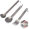 New Pure Portable Outdoor Picnic Accessories Titanium Cookware Cutlery Fork Long Handle Spoon