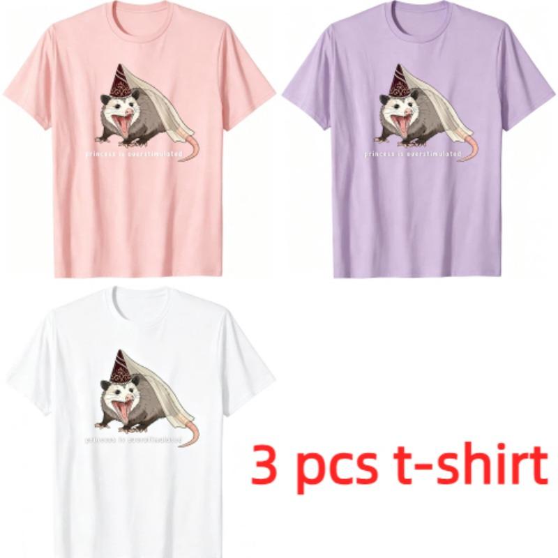 Fun Cartoon Animal Mouse Pattern Print Men's T-shirt Summer Men's and Women's Casual Fashion Tops Men's Short Sleeve T-shirt Oversize Clothing