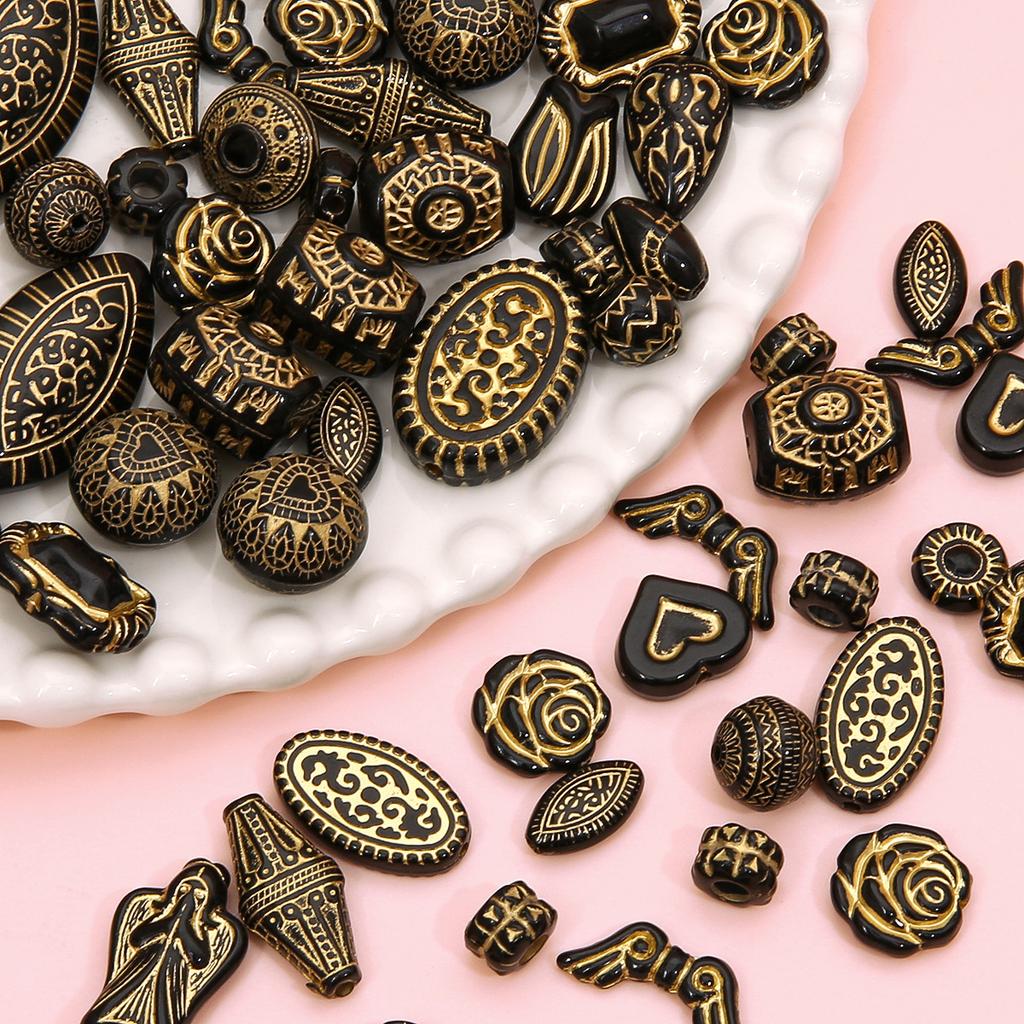 Бусины для браслета ручной работы, акриловые французские винтажные золотые плоские бусины, круглые бусины, украшения ручной работы, браслет, ожерелье, кулон, телефонная цепочка, аксессуары