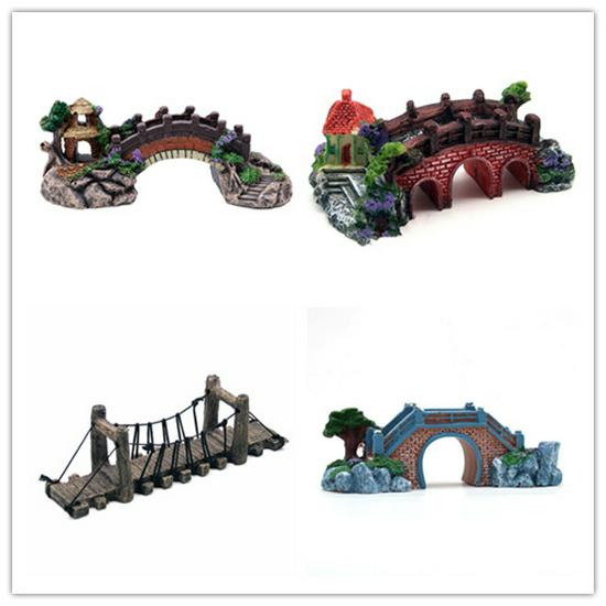 Artificial Rockery and Bridge Decoration Set for Fish Tank