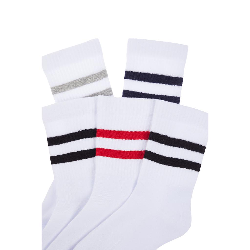 Белое полотенце с подошвой, 5 комплектов полосатых носков унисекс с толстыми вязаными носками Thmaw24co00026