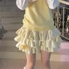 Kawaii Lolita Mini Skirt Women Elastic Japanese Korea Sweet Casual Skirt Female Ruffle Soft Plush Warm Cake Skirt Autumn Winter