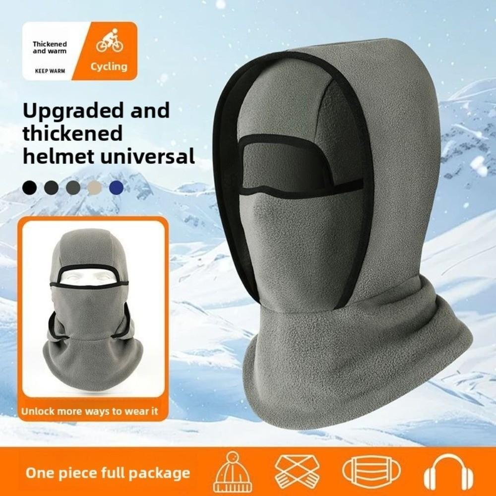Double Layer Balaclava Cycling Cap Neck Protection Fleece Ski Windproof Cap Windproof Cold-proof Ear Protection Hat Winter