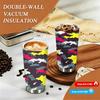 Colorful Camouflage Pattern Insulated Coffee Tumbler Stainless Steel Vacuum Thermal Mug Leakproof Travel Cup for Commute School Gift