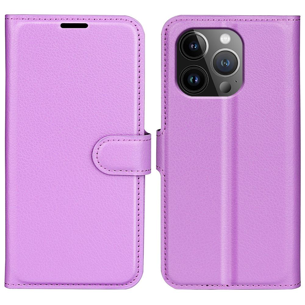 For iPhone 14 Pro Wallet Case Litchi Texture Shockproof Leather Flip Stand Phone Cover