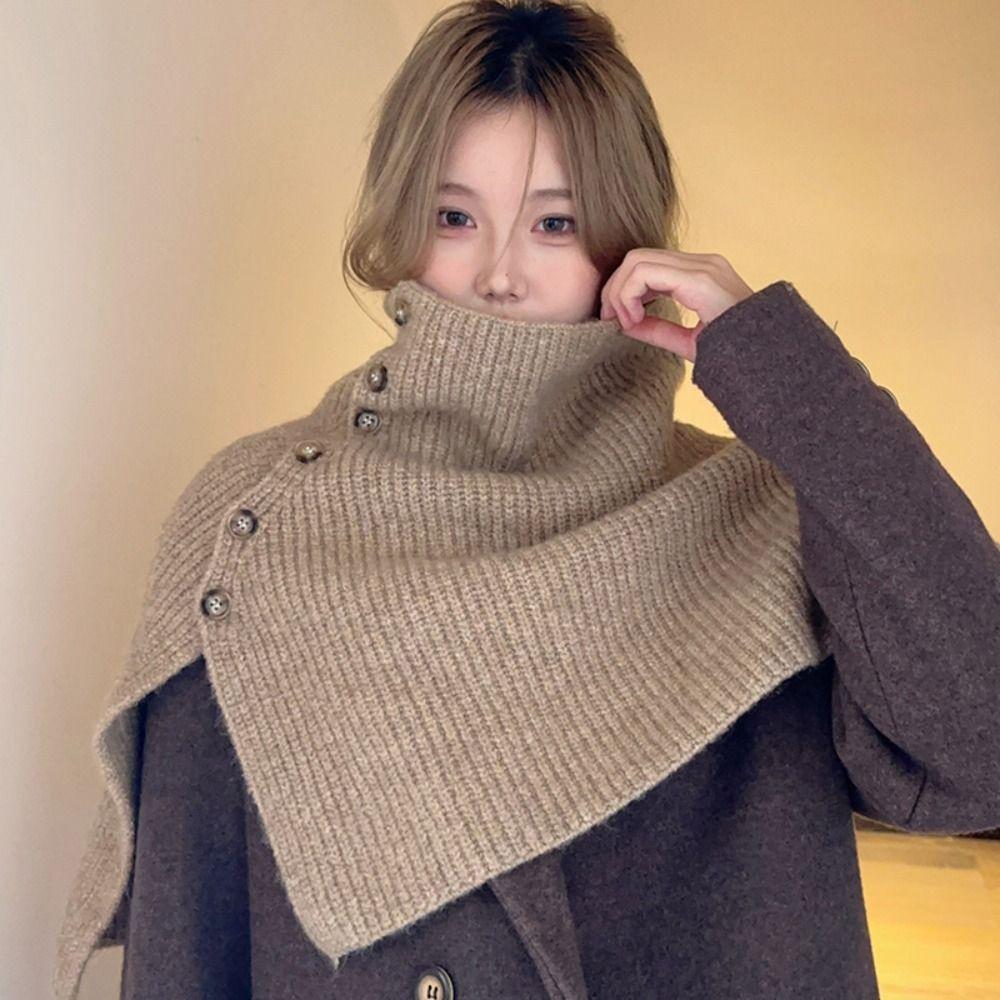 Thicken High Neck Scarf Warm Scarves Knitwear Classic Women Winter Shawl  Women