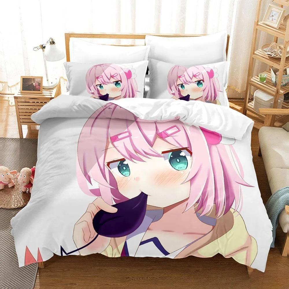 New Anime Girls The Demon Girl Next Door Bedding Set Single Twin Full Queen King Size Bed Set Adult Kid Bedroom Duvet Cover Sets