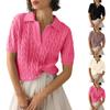 Women's Fashionable Short Sleeved V-neck Solid Color Knitted Pullover