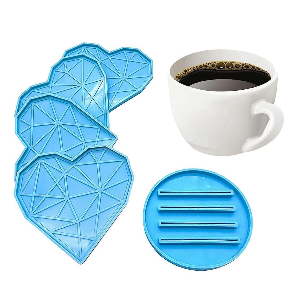 Resin Coaster Molds for Epoxy Resin,4pcs Crystal Coaster Mold with Holder Mold,Silicone Coaster Molds for Resin Casting