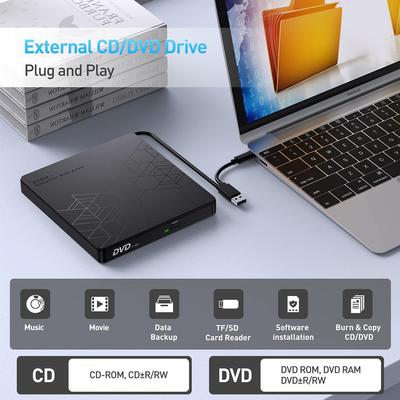 Внешний CD/DVD-резак 5-в-1 и Мультикардридер для Ноутбуков/Настольных ПК