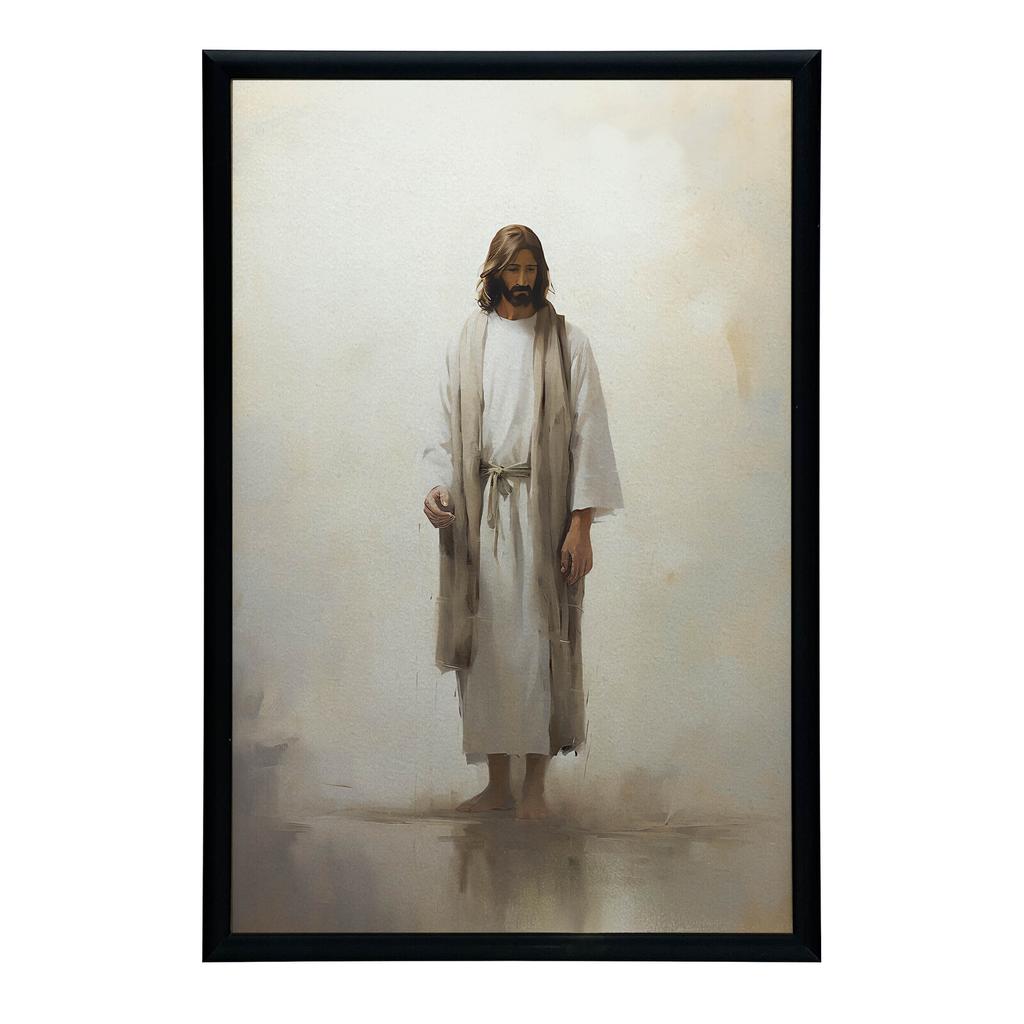 Prayer In Silence - Jesus Prayer In Silence - Jesus, 30X40 Cm, Gold Aluminum Frame, 230 Gsm Matte Paper