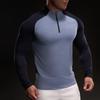 Футболка с рукавами реглан на полумолнии, новая быстросохнущая из ледяного шелка, с длинным рукавом, мужская, повседневная, спортивная, эластичная, для фитнеса, для улицы, топ