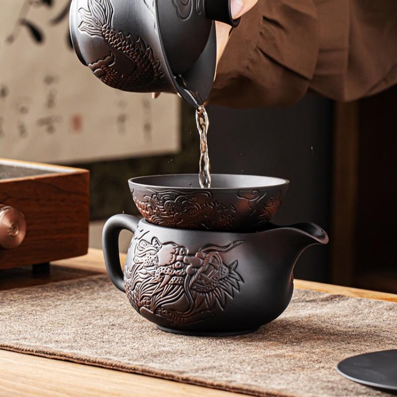 Длинная ручная работа фиолетовая керамика Цзяньшуй набор фильтров для чая бытовой сепаратор для чая заварник ситечко для чая чайник украшения для чая