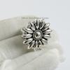 925 Sterling Silver Puffed Flower Ring: Handmade Adjustable Boho Statement Ring
